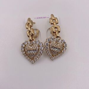 18K Gold Plated Heart Drop Earrings